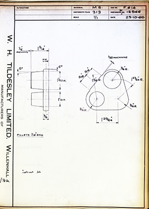 Armstrong Stevens & Son 12966  WH Tildesley Forging Technical Drawing