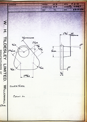 Armstrong Stevens & Son 12967  WH Tildesley Forging Technical Drawing