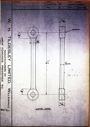 Armstrong Stevens & Son 1408/11 Long Link WH Tildesley Forging Technical Drawing