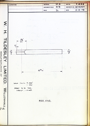 Armstrong Stevens & Son 211037 Rod End WH Tildesley Forging Technical Drawing