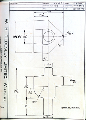 Armstrong Stevens & Son 22625/3  WH Tildesley Forging Technical Drawing