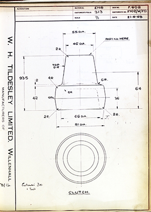 Armstrong Stevens & Son 2302/W/FD Clutch WH Tildesley Forging Technical Drawing