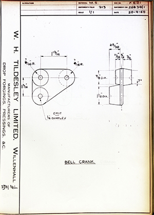 Armstrong Stevens & Son 26838/1 Bell Crank WH Tildesley Forging Technical Drawing