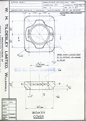 Armstrong Stevens & Son 311-552-003 A13-24 Cover WH Tildesley Forging Technical Drawing