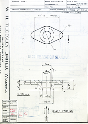 Armstrong Stevens & Son 31137-153-003 A13-11 Gland Forging WH Tildesley Forging Technical Drawing