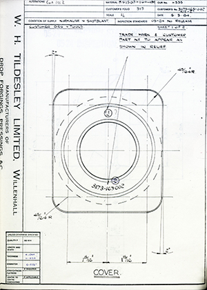 Armstrong Stevens & Son 31173-163-002 A13-27 Cover WH Tildesley Forging Technical Drawing