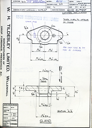 Armstrong Stevens & Son 31813-552-005 A13-6 Gland WH Tildesley Forging Technical Drawing