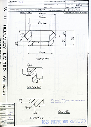 Armstrong Stevens & Son 31813-643-003 A13-33 Gland WH Tildesley Forging Technical Drawing