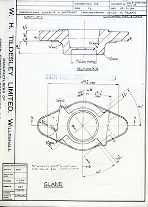 Armstrong Stevens & Son 31813-643-003 A13-33 Gland WH Tildesley Forging Technical Drawing