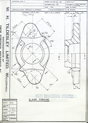 Armstrong Stevens & Son 31813-643-004 A13-38 Gland Forging WH Tildesley Forging Technical Drawing