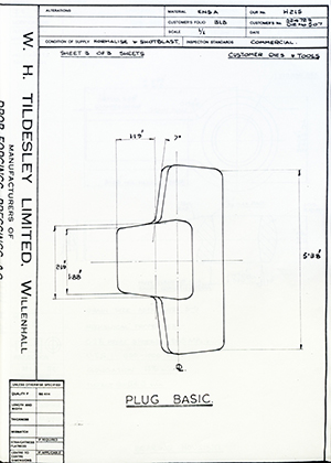 Armstrong Stevens & Son 324723 DIE No 507 Plug Basic WH Tildesley Forging Technical Drawing