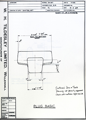 Armstrong Stevens & Son 324801 Plug Basic WH Tildesley Forging Technical Drawing