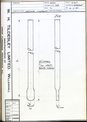 Armstrong Stevens & Son 3250867  WH Tildesley Forging Technical Drawing