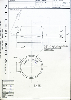 Armstrong Stevens & Son 345712 / Die No 503 Base WH Tildesley Forging Technical Drawing