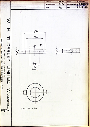 Armstrong Stevens & Son 37014-601 / X3482/15  WH Tildesley Forging Technical Drawing