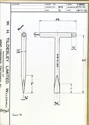 Armstrong Stevens & Son 37711-110 37711-110 WH Tildesley Forging Technical Drawing