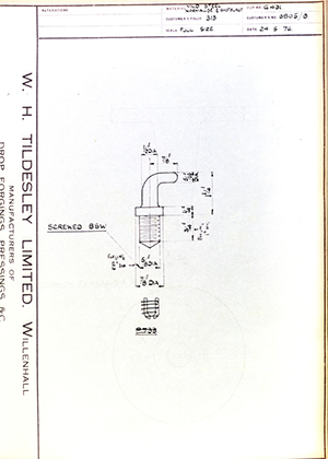 Armstrong Stevens & Son 3805/3  WH Tildesley Forging Technical Drawing