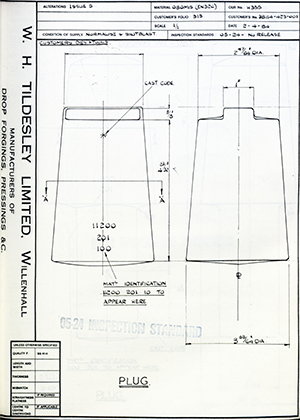 Armstrong Stevens & Son 38114-423-001 Plug WH Tildesley Forging Technical Drawing