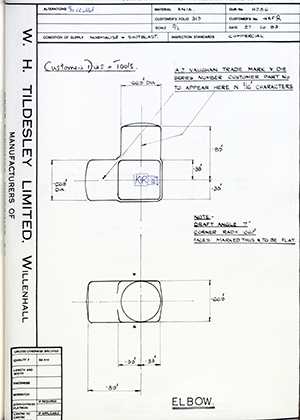 Armstrong Stevens & Son 4EFR Elbow WH Tildesley Forging Technical Drawing