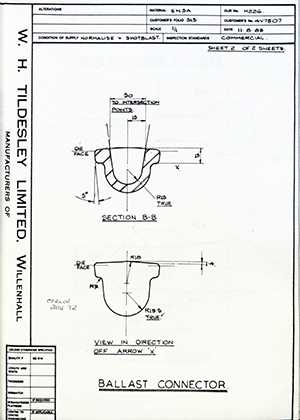 Armstrong Stevens & Son 4V7507 Ballast Collector WH Tildesley Forging Technical Drawing