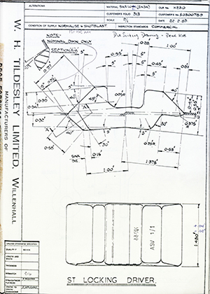 Armstrong Stevens & Son 50300789 ST Locking Driver WH Tildesley Forging Technical Drawing