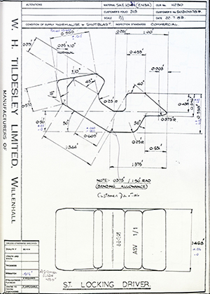 Armstrong Stevens & Son 50300789 ST Locking Driver WH Tildesley Forging Technical Drawing