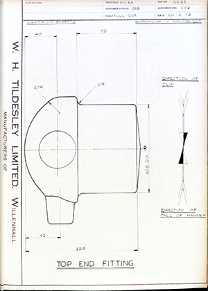 Armstrong Stevens & Son 589 Top End Fitting WH Tildesley Forging Technical Drawing