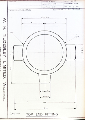 Armstrong Stevens & Son 589 Top End Fitting WH Tildesley Forging Technical Drawing