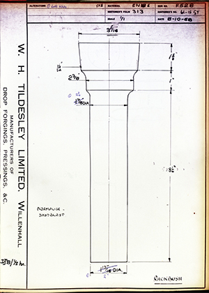 Armstrong Stevens & Son 61-15GY Rackbush WH Tildesley Forging Technical Drawing