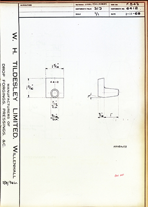 Armstrong Stevens & Son 6412  WH Tildesley Forging Technical Drawing