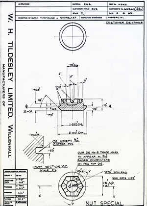 Armstrong Stevens & Son 65540 / Die No 699 Nut Special WH Tildesley Forging Technical Drawing