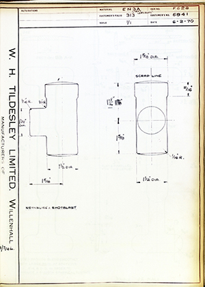 Armstrong Stevens & Son 6841  WH Tildesley Forging Technical Drawing