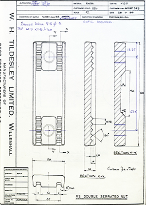 Armstrong Stevens & Son 6952922 R3 Double Separated Nut WH Tildesley Forging Technical Drawing