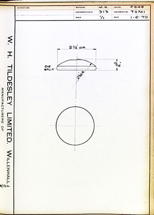 Armstrong Stevens & Son 73741  WH Tildesley Forging Technical Drawing