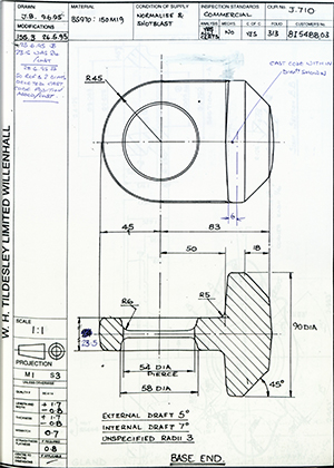 Armstrong Stevens & Son 8I5488.03 Base End WH Tildesley Forging Technical Drawing