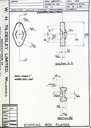 Armstrong Stevens & Son 9442 Stuffing Box Flange WH Tildesley Forging Technical Drawing