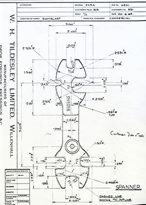 Armstrong Stevens & Son 951 Spanner WH Tildesley Forging Technical Drawing