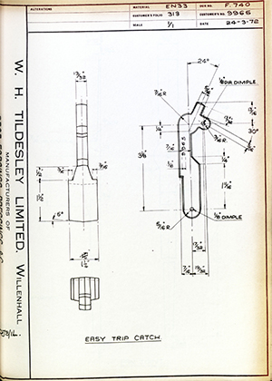 Armstrong Stevens & Son 9965 Easy Trip Catch WH Tildesley Forging Technical Drawing