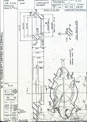 Armstrong Stevens & Son A13-32 Gland WH Tildesley Forging Technical Drawing