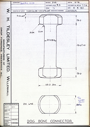 Armstrong Stevens & Son ACW7.718 Dog Bone Connector WH Tildesley Forging Technical Drawing