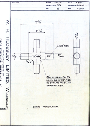 Armstrong Stevens & Son BIT898 Chain Articulator WH Tildesley Forging Technical Drawing