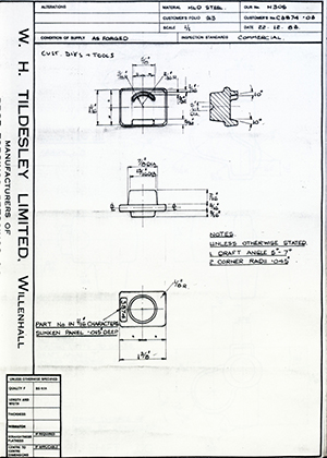 Armstrong Stevens & Son C3874.03  WH Tildesley Forging Technical Drawing