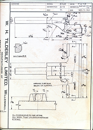 Armstrong Stevens & Son D.03.02.6.8.104.13B  WH Tildesley Forging Technical Drawing