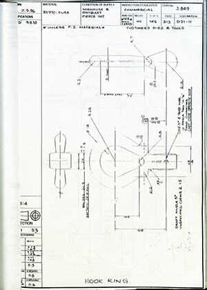 Armstrong Stevens & Son D21-11 Hook Ring WH Tildesley Forging Technical Drawing