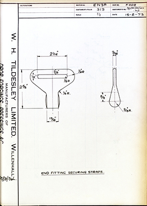 Armstrong Stevens & Son DGS/XC1/102/NC4-47/3 End Fitting Securing Straps WH Tildesley Forging Technical Drawing