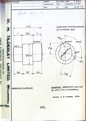 Armstrong Stevens & Son E.8416 Cam WH Tildesley Forging Technical Drawing