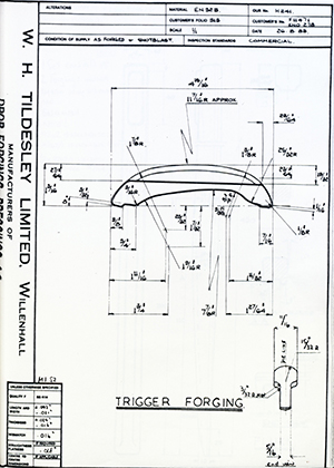 Armstrong Stevens & Son F11471 EN0278 Trigger Forging WH Tildesley Forging Technical Drawing