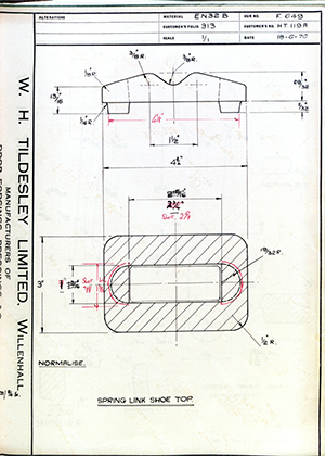 Armstrong Stevens & Son H.T 119A Spring Link Shoe Top WH Tildesley Forging Technical Drawing