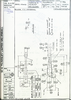 Armstrong Stevens & Son H42-8 Release Lever WH Tildesley Forging Technical Drawing