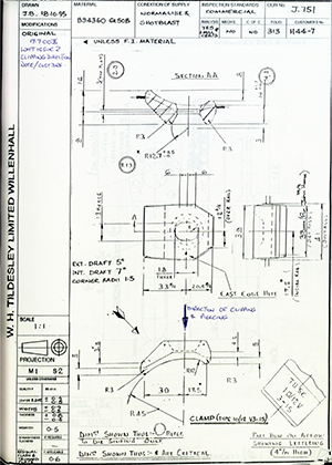 Armstrong Stevens & Son H44-7 Clamp (Type 10/12 V3-15) WH Tildesley Forging Technical Drawing